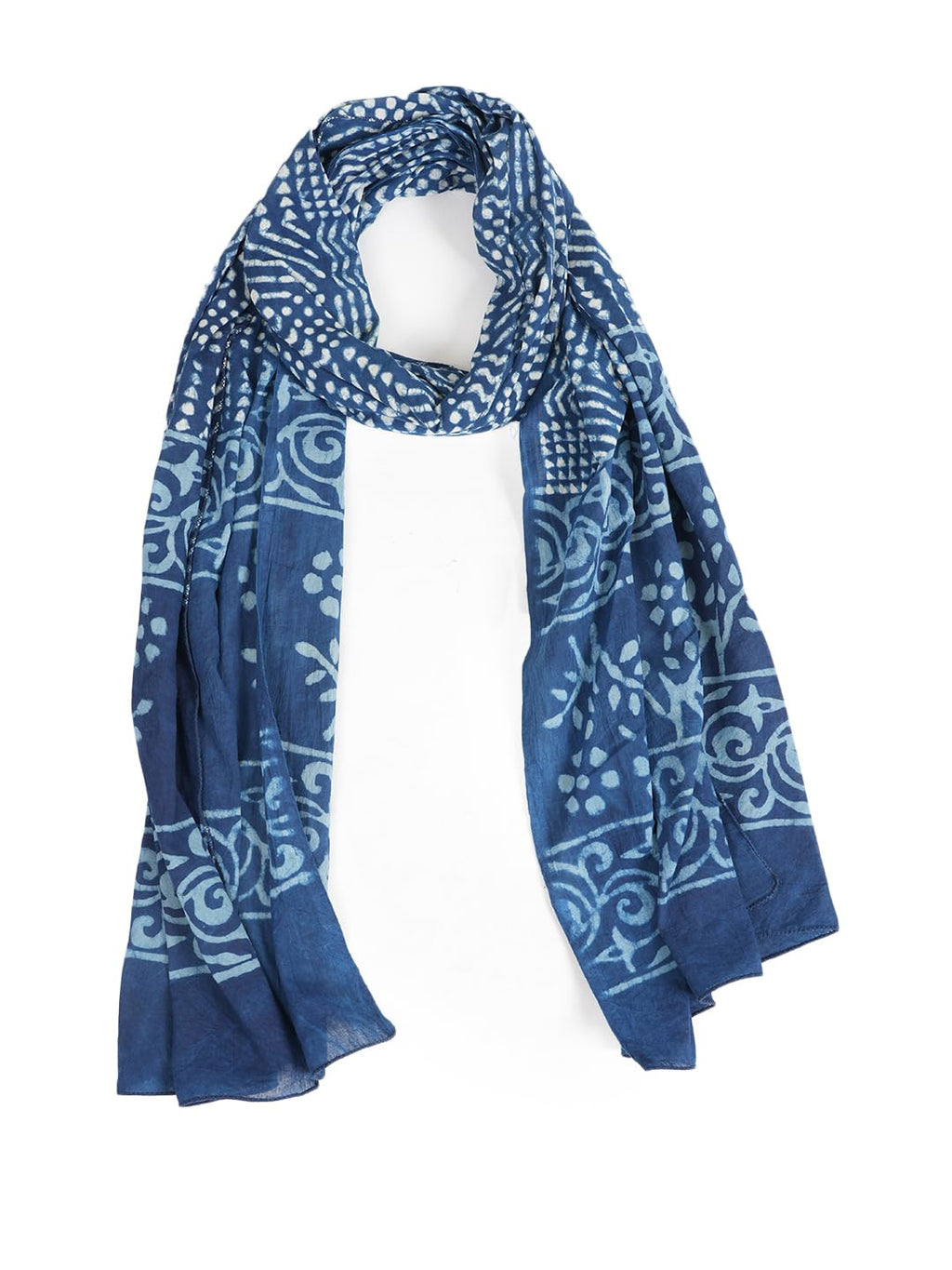 RAI SAHAB Women's Cotton Hand Block Printed Casual Stoles/Scarf(ST-78BLUE10)