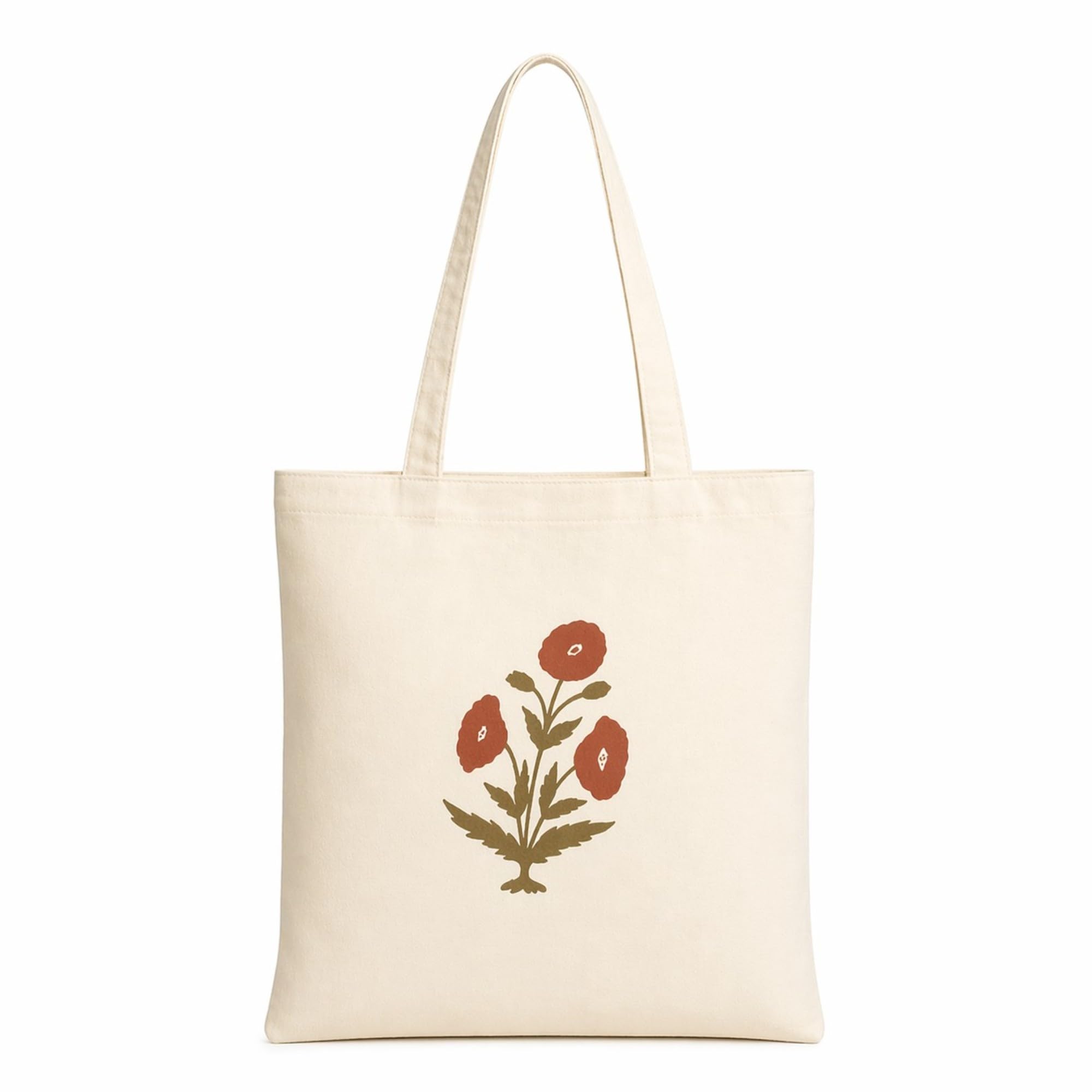 Neelkanth Imprint Eco-Friendly Hand Block Printed Floral Cotton Canvas Tote Bag, Reusable Shopping & Daily Use Shoulder Handbag