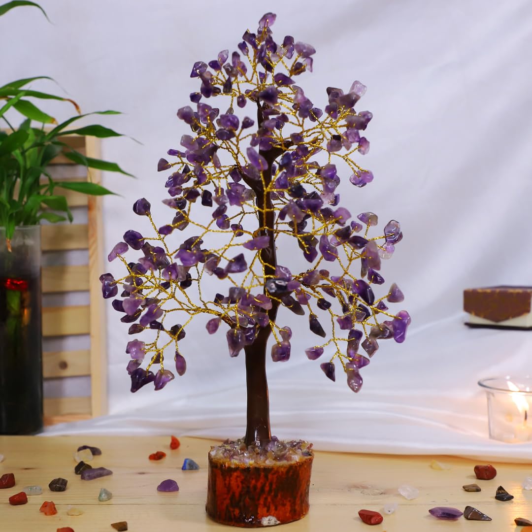 Crystal Divine Amethyst Crystal Tree Handmade Home Decor Items Crystal Bonsai Tree Showpiece for Home Decor Vastu Gift Items for Home Decoration Hall Decoration Items Healing Crystals Tree Gifts