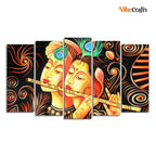 VIBECRAFTS Radha Krishna with Flute Set of Five Pieces Wall Painting For Home|Office|Living Room|Gift (PTVC5Pcs2_6577)