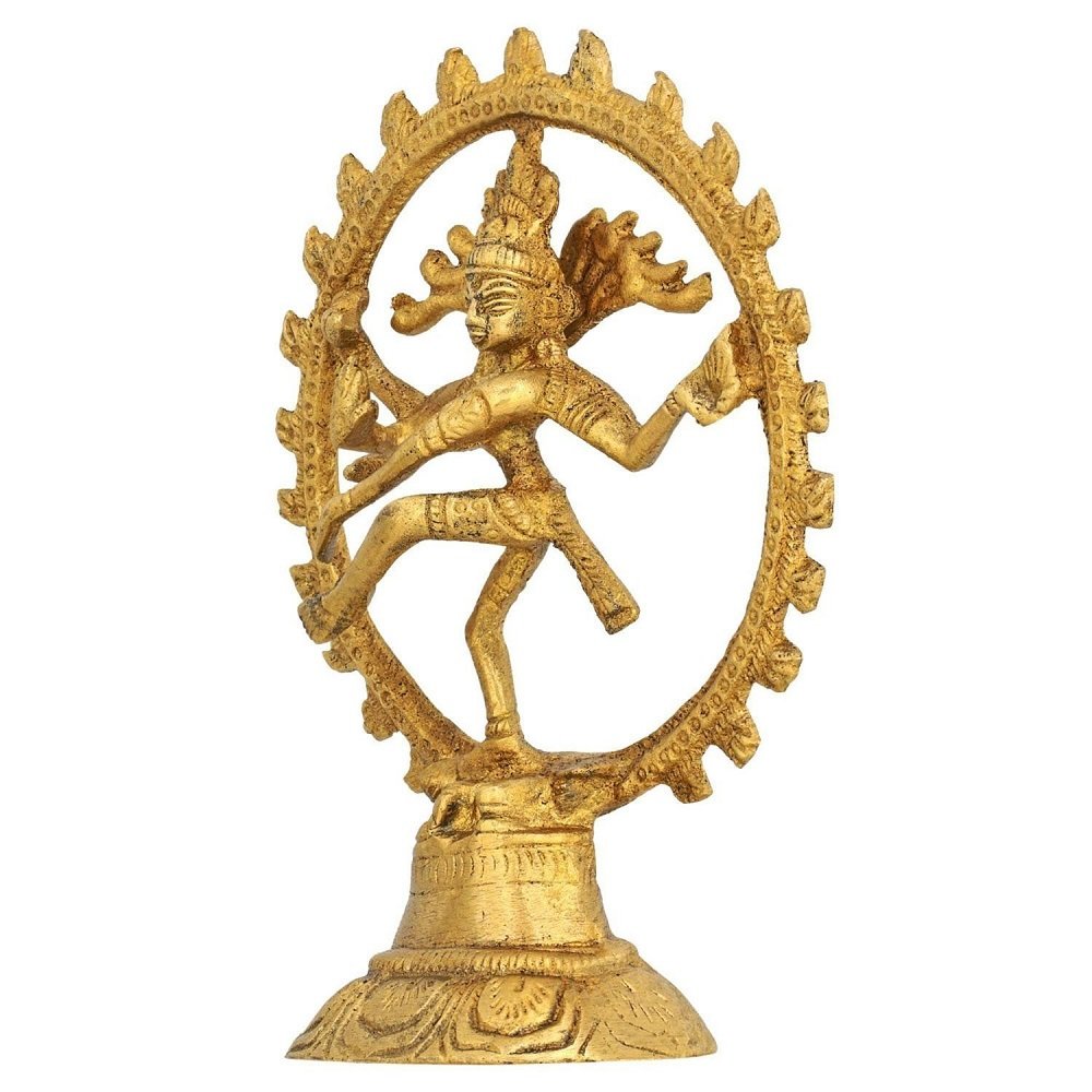 ARTVARKO Brass Lord Shiva Nataraja Idol 5 Inch | Premium Dancing Shiva Murti for Home Temple, Mandir & Puja | Traditional Religious Brass Sculpture for Home Décor & Gift