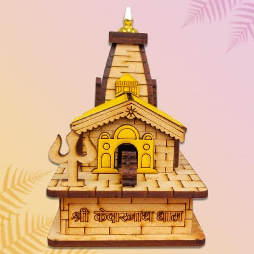 Decorative Wooden Shri Kedarnath Temple || Hand Crafted Wooden Temple || Wooden Miniature Mandir Sawaan Shivratri (Small Multicolour)