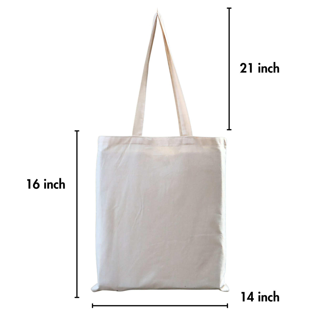 Mantooo Shopping Cotton Plain Tote Bags 14/16 inch with Long Handles| Grocery Bag | 15 kg Carrying Capacity | Unisex | Easy to Wash | Professionally Stitched | Pack of 10