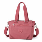 MOCA Women Nylon Tote Bag Lightweight Waterproof Handbag Large Capacity Multi Compartment Shoulder Crossbody Bag Daily Use Office Travel College Ladies Purse with Zipper (Peach)