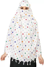 Vinsh Enterprise Cotton Long Scarf Cum Mask Scarves Usable for Vehicle Driver | White Printed Design | Universal Size | For Girl & Women | Soft & Breathable Sun Protection (Triangle - 02)