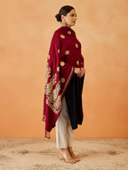 Pashmoda Women Nafeesa Kashmiri Aari Embroidery Stole, Shawl, & Wrap, Luxury Pashmina Evening Wrap (Size: 71X203 CM)