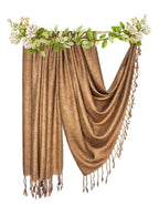 Chandwasia Crinkle Textured Fashion Scarf Shawl Wrap | For Travel Party Neck Styling And Daily Outings | Soft Lightweight Fabric Fringed Wrinkled Texture Long Stole Accessory For Women - Golden Brown