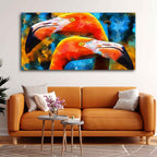 VIBECRAFTS Canvas Paintings for Living Room Drawing Room Flamingo Couple Canvas Wall Painting Fitted With Wooden Frame for Home | Office | Gift (PTVCH_2437)