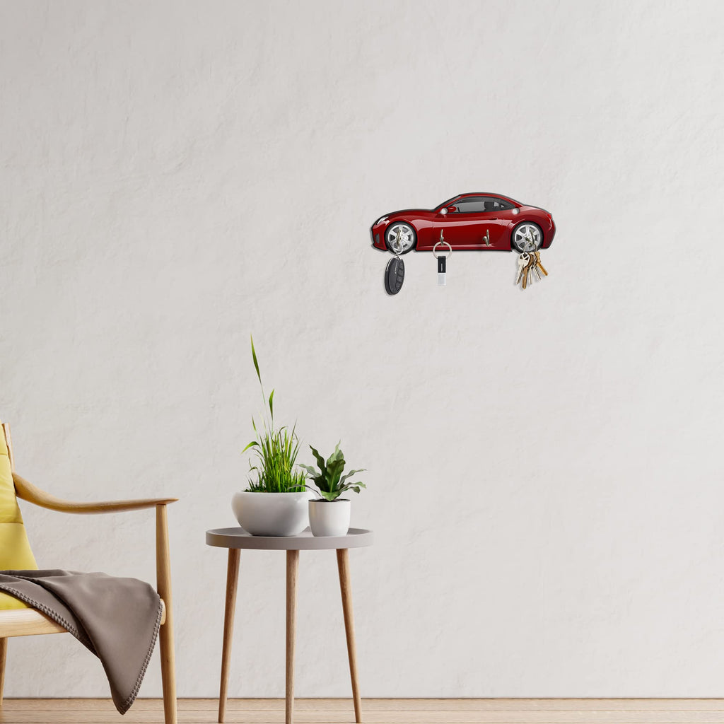Artvibes Unique Stylish Wooden Key Holder for Wall Decor with Stylish Stainless Steel 5 Hooks Beautiful Key Organizer for Home Decoration(KH_804N)