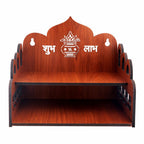 KALMANJUH Decorative Wooden Wall Hanging Mandir | Compact Home Temple with Shelves | Puja Stand for Idols, Diyas & Home Decor Size-20.3D x 20.3W x 22.9H Centimeters