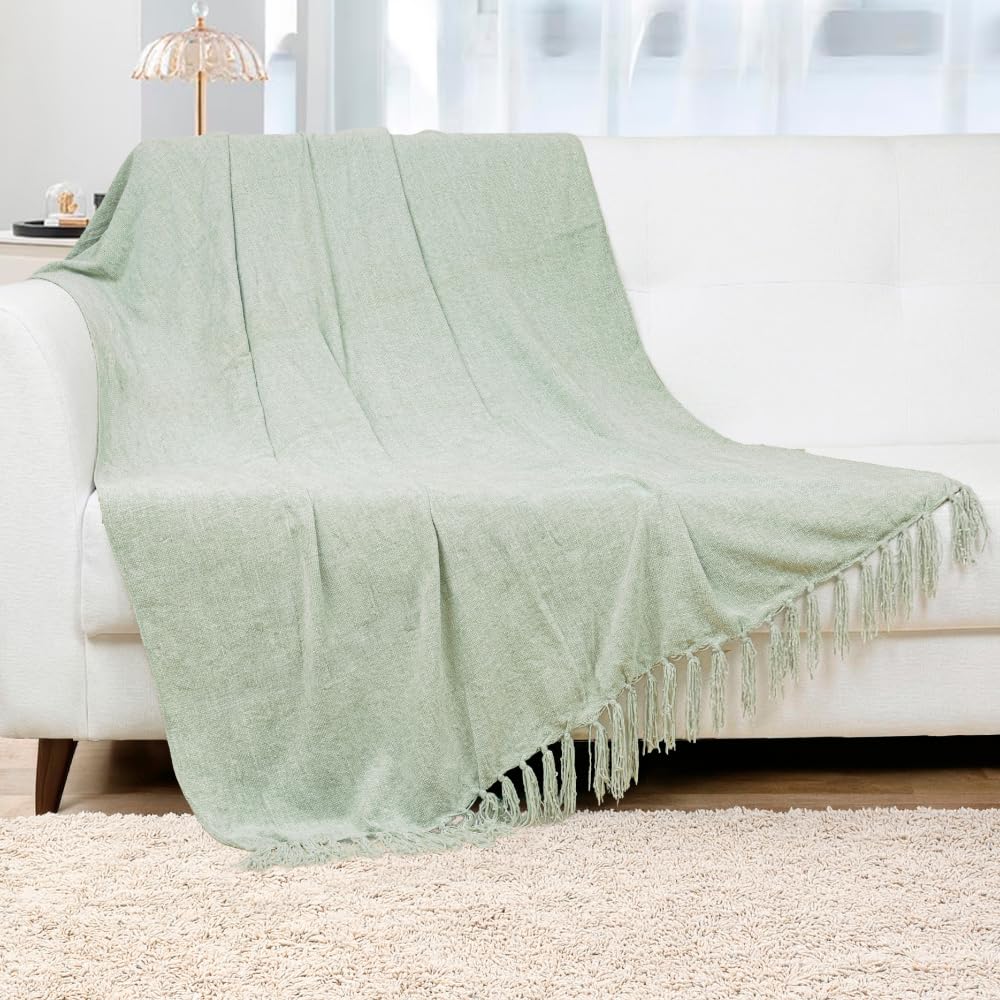 HOMADORN Luxury Chenille Throw Blanket for Sofa & Bed | Ultra Soft Plush Cozy Throw | Lightweight Warm Decorative Blanket | Washable Luxury Throw for Living Room, Bedroom (Solid Textured) Kafalo