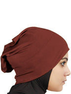 MyBatua Women's 2-Piece Al-Amira Hijab with Under Scarf/Cap/Bonnet in Soft Viscose Jersey, Ready to Wear HJ-129 (Rust Red)