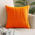 Khooti Velvet Striped Cushion Cover Pack of 1-30 x 30 / 76 x 76 cm | Orange | Soft Pillow Covers Cushion Case for Sofa Bedroom Livingroom Chair Car, Cushion Cover with Zig Zag Pattern