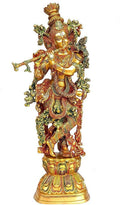SVARUP Brass Krishna Murti Multicolor Height 29 Inch