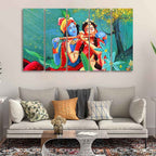 VIBECRAFTS Abstract Art Radha Krishna Wall Painting of Five Pieces For Home|Office|Living Room|Gift (PTVC5Pcs4_8705)