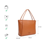 Fastrack Spacious Laptop Tote Bag for Women | Stylish Tote Bag for Girls, Ladies, Women | College Everyday Bag Made of Faux Leather (Tan)