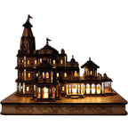Twinster Ram Mandir Ayodhya Wooden Temple Model 6 Inches Decorative Statue Ideal for Home Décor and Gifting (with LED)