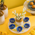 ATRANGI STUDIO Tulip Blue Pottery Diya - Set of 10 | Handcrafted Decorative Oil Lamps | Colourful diyas for puja Rituals, Festive Decoration | Perfect for Rangoli, Traditional Lighting (Blue)