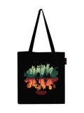 Peach Blossom Printed Cotton Zipper Tote Bags | CBAG - BLK-STRANGER