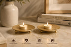 StylizShades Gold Metal Tealight Candle Holder Set of 2 | Round Decorative Tea Light Holders with Ball Feet | Modern Candle Stand for Home Decor, Diwali, Wedding & Table Centerpiece, Gold
