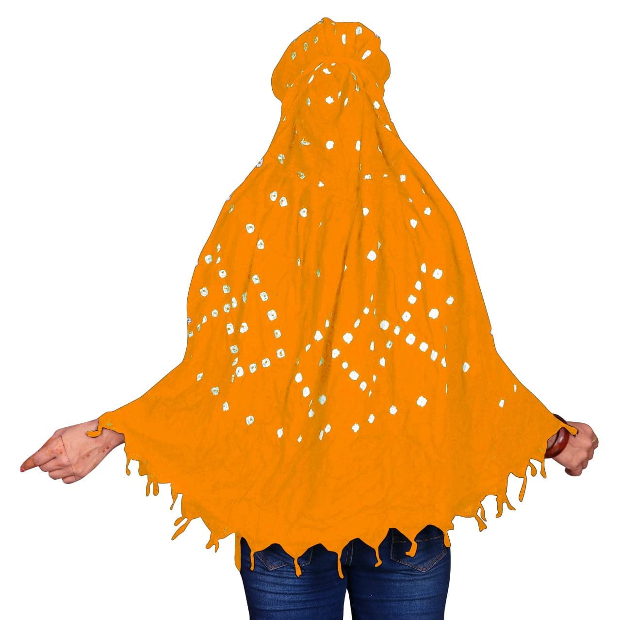 HETVIN Cotton Long Scarf Cum Mask Scarves Usable for Vehicle Driver | White Printed Design Fabric | Universal Size | Soft & Breathable Sun Protection | For Girl & Women (Yellow)