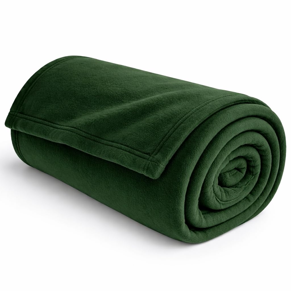Homitecture Fleece Blanket 300 TC All Season Solid/Plain Light Weight Polar Fleece Single Bed Blanket (230 x 150 cm,Skin Friendly) (Green) Kafalo