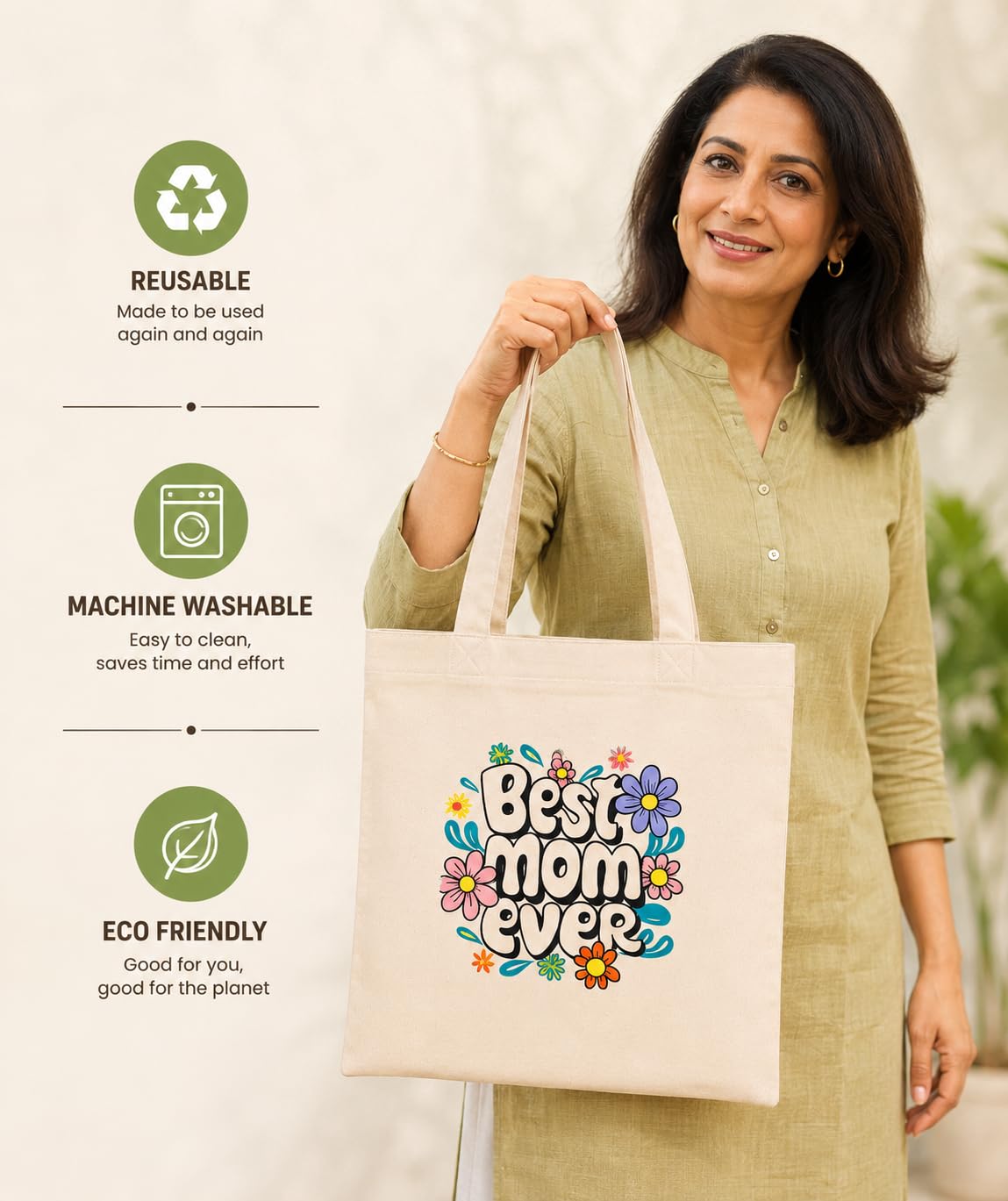 CANVAS COTTON TOTE BAG BEST MOTHER