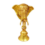 Artvarko Brass Ganesha Elephant Face Wall Hanging Ganesh Bell On Trunk & Bell for Home Decor Showpiece