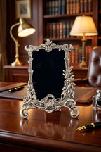KridayKraft Royal Metallic Photo Frame, Silver Plated Antique Design, Ornate Tabletop Picture Holder for Living Room, Bedroom, and Office Decor (22 x 15.5 cm)