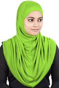MyBatua Women's 2-Piece Al-Amira Hijab with Under Scarf/Cap/Bonnet in Soft Viscose Jersey, Ready to Wear HJ-129 (Lime)