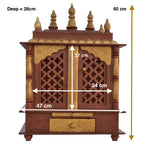 Jodhpur Handicrafts Wood Temple with Light (Multi_11.8 Inch X 17.7 Inch X 23.6 Inch)