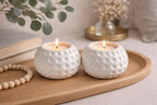 CARTZEYE T-Light Candle Holder | Decorative Tea Light Candle Stand for Home Decor, Living Room, Bedroom & Table Decoration | Modern Round Dot Design Candle Holder (2, White)