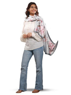 CrossKulture Acacia Haze & Pink Satin Silk Scarf for Women | Soft, Lightweight Satin Feel Neck Scarf, Hair Scarf, Head Scarf | Long Silken Stole