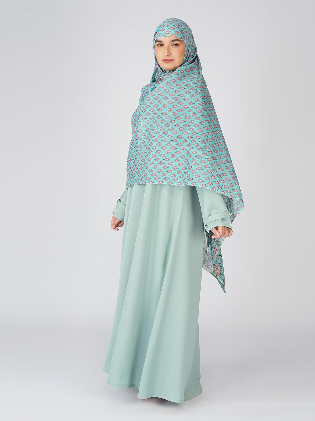 ANAApparels ANA Khansa Blue Green Floral Dupatta | 92 x 42 Inches – Premium Mulmul Cotton | Lace Border | Lightweight, Soft & Breathable