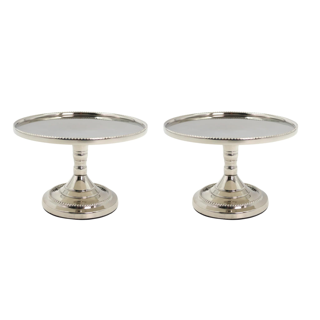 Hosley Set of 2 Metal Pillar Candle Holders 3 Inch High Candle Stands Ideal Gift for Weddings Bridal Party Spa Reiki Meditation Votive Pillar Candle Gardens, Silver