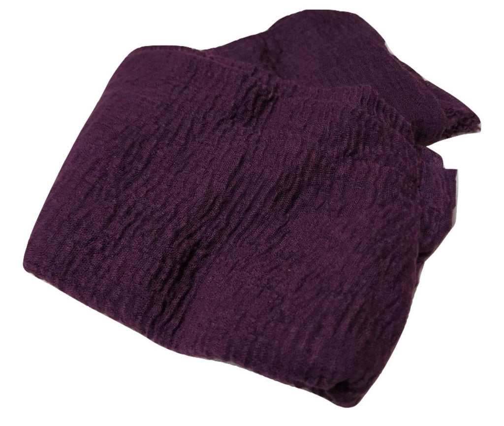 Iba & Isba Women's Plain Crinkled Scarves, Stoles, Hijabs (76 x 36 inch) (Dark Purple)