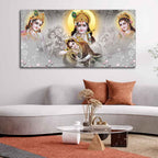 VIBECRAFTS Canvas Paintings for Living Room Drawing Room Radha Krishna Canvas Wall Painting Fitted With Wooden Frame For Home | Office | Living Room | Gifts (PTVCH_2515)