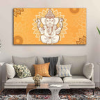 VIBECRAFTS Canvas Paintings for Living Room Drawing Room Auspicious Ganesh Canvas Wall Painting Fitted With Wooden Frame for Home | Office | Gift (PTVCH_2408)