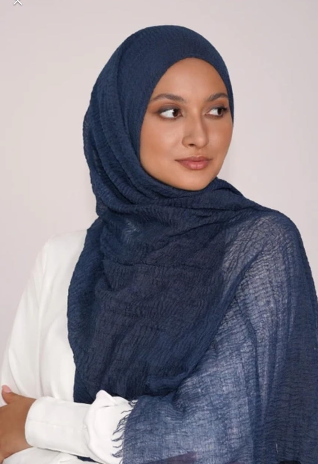 Iba & Isba Women's Plain Crinkled Scarves, Stoles, Hijab (76 x 36 inch) (Navy Blue)
