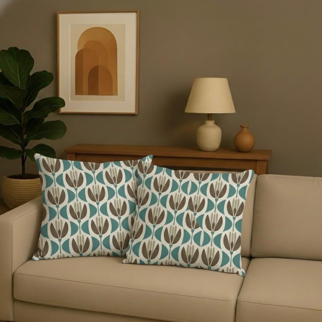 AMAZE ATTIRES Velvet Cushion Cover 24x24 Inch – Set of 3 Decorative Throw Pillow Covers for Sofa, Couch or Bed – Designer Printed Square Cushion Covers – Home Decor (Blue Grey)