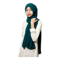 Urshia Georgette Hijab for Women - Pearl/Moti Latkan/Diamond Style (Cyan Green)