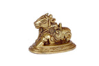 ARTVARKO Brass Shiv Ji Parvati Vehicle Nandi Bull Statue Brass Idol Shiva Devotee Seated Sculpture Puja and Decor Small 3 Inch