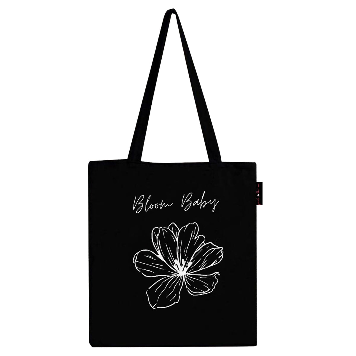 Peach Blossom Tote Bags With Zip, 100% Cotton Shopping/Grocery Bag, Multi-Purpose Canvas Bag 5kgs Capacity, 2 Pack (BlackBloombaby)
