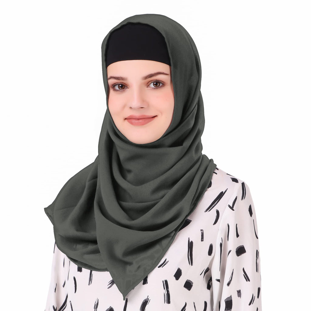 MyBatua Long Hijab in Breathable Soft Georgette large Head Wrap, Wholesale Price, 1pc Scarf HJ-020 (100x225 cm, Dark Grey)