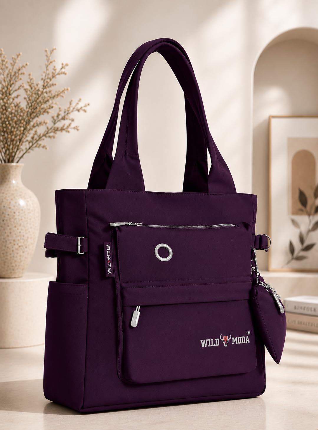 WILD MODA College and Office Tote Bag for Girls and Women (Purple)