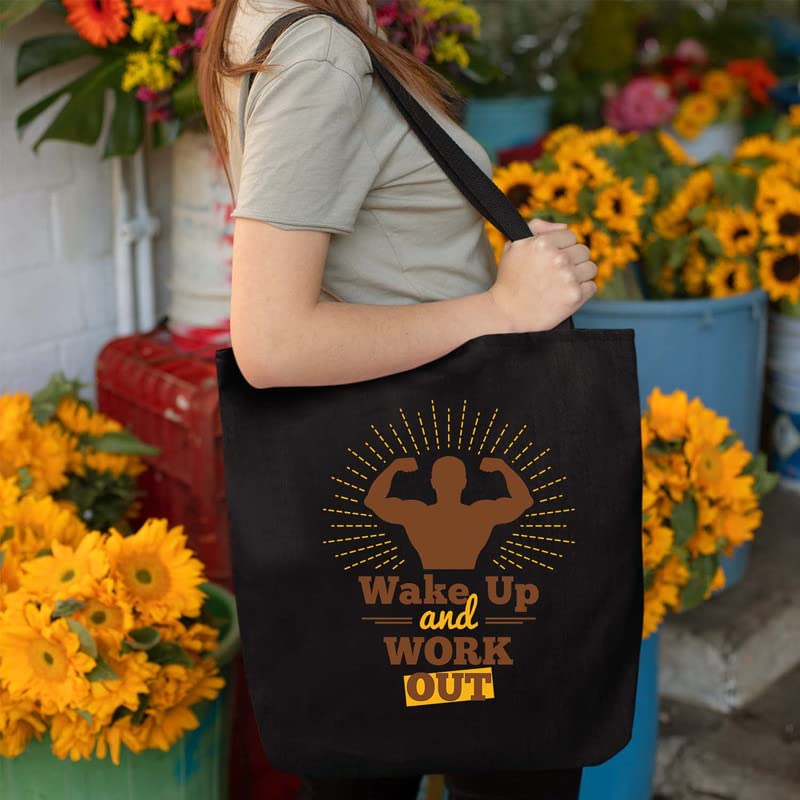 Theyayacafe Printed Cotton Black Tote Bag, Multipurpose Bag, Lightweight