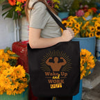 Theyayacafe Printed Cotton Black Tote Bag, Multipurpose Bag, Lightweight