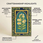 ATRANGI STUDIO Chameli Handpainted Wooden Wall Frame | Rajasthani Traditional Craft | Decorative Floral Wall Hanging Art for Living room, Bedroom, Office | 12×18 Inch, Indigo