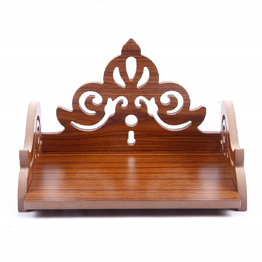 CRAFTSFY ooden Wall Mount Temple for Home Shop Office | Art and Craft Wooden Temple | Home Temple | Puja Mandir |Wall Hanging and Table Top Home Mandir Temple (Brown Color) (Brown)