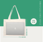 Ecotribe Heavy Duty Canvas Cotton Tote Bag, 35x45 cm, Large Capacity Shoulder Handbag for Office, Travel, Books, Laptop, Gym - FIT AND CONFIDENT